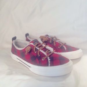 Sperry tennis shoes, Buffalo plaid, size 5.5.